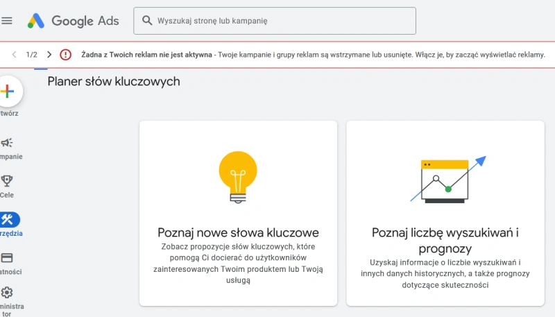 planer słów kluczowych Google a analiza fraz